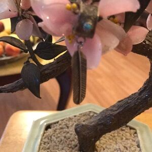 Antique Pink and Black Feather Earring